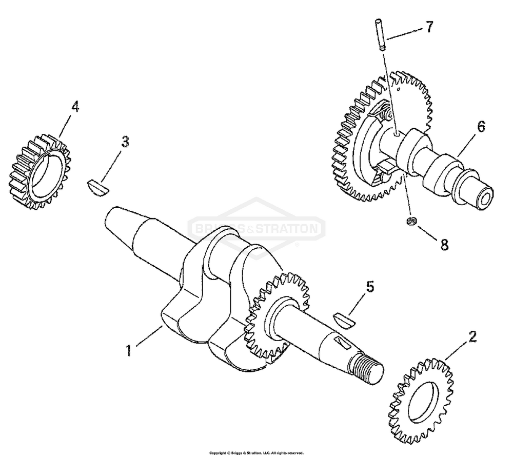 Crankshaft/Camshaft Diagram and Parts List for 1504-2  Briggs and Stratton Generator